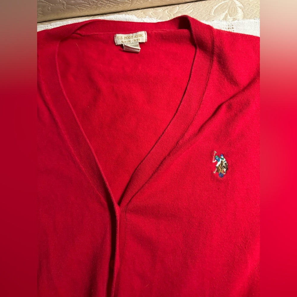 U.S. Polo Assn. Women's Vivid Red Cardigan